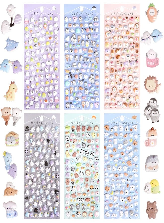 Jactales 600+ Cute Mini Puffy Stickers-Small 3D Tiny Micro Bulk Sticker Set for Kids Girls Adults-Includes Kawaii Japanese Cartoon Ghost Animal Cat Dog Penguin Birds for Phone Case-Removable-6 Sheets - Image 1